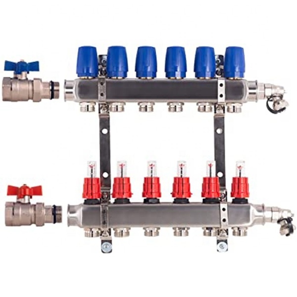 Stainless steel pex radiant heat manifold with adjust valves