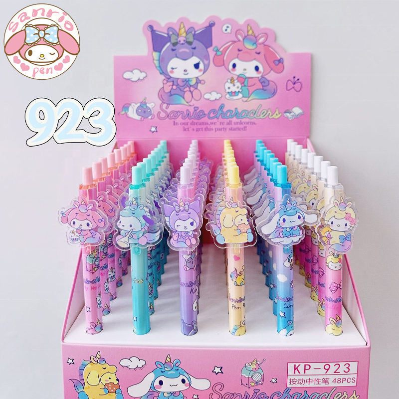 24-48pcs New sanrios Boxed Gel Pen Cartoon Melody Kuromi Cute Student Writing Press Patch Pens 0.5mm Writing Smooth Children's