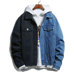 Wholesale Custom Black Men's Jackets & Coats Two Tone Jean Jackets men bomber jacket 2-tone Denim Red