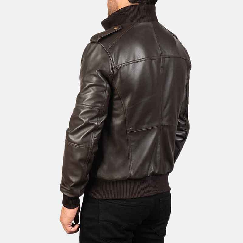 Leather Fashion Men Jackets Mens Brown Retro Bomber Leather Jacket Agent Shadow Leather Bomber Jacket