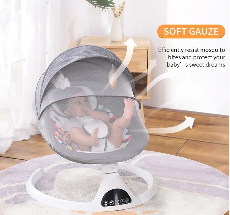 2024 hanging sleeper crib rocking hammock mesh cradle electric Rocker swings and bouncer 2 in 1 baby swing chair music