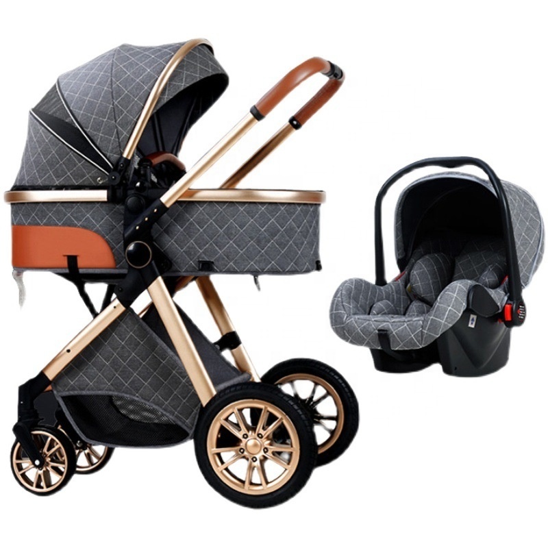 Fast Shipping Door To Door Luxury Baby Stroller 3 in 1 Folding bi-directional high landscape stroller baby pram china