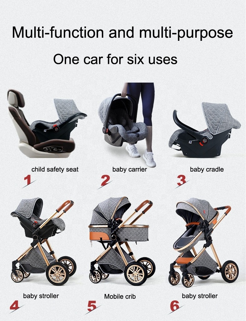 Fast Shipping Door To Door Luxury Baby Stroller 3 in 1 Folding bi-directional high landscape stroller baby pram china