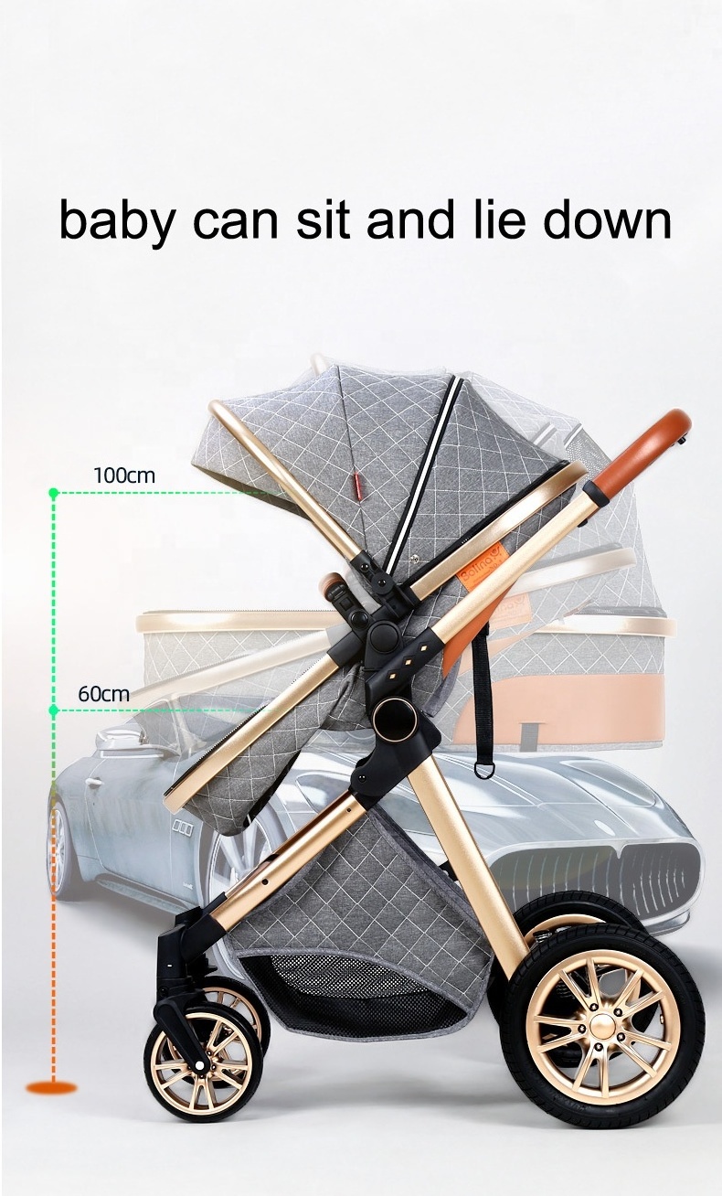 Fast Shipping Door To Door Luxury Baby Stroller 3 in 1 Folding bi-directional high landscape stroller baby pram china