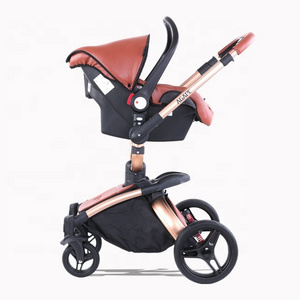 Agape Leather Foldable Baby Buggy Free Baby Craft Stroller with Luxury Trolley Performance Carton Box Pu Leather Material