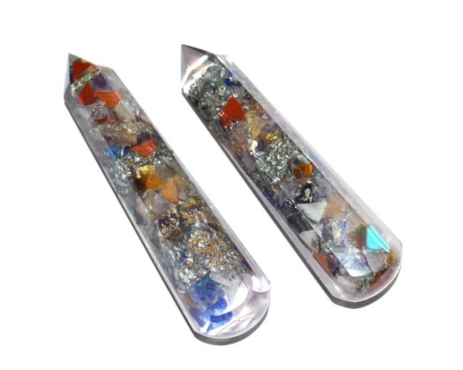 Semi-Precious Stone Crafts Mix Gemstone Orgone Point Massage Wand