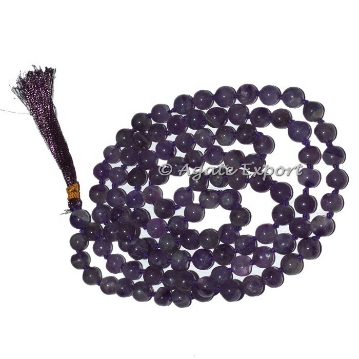 Finest Quality Agate Jap Prayer Mala Natural Stone 108 Beads Jap Mala Black Rainbow Jap Mala