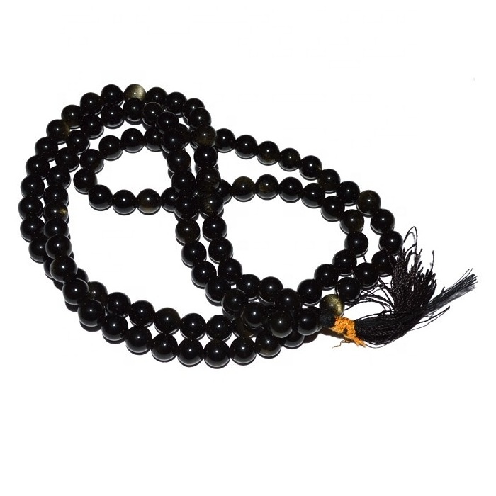 Finest Quality Agate Jap Prayer Mala Natural Stone 108 Beads Jap Mala Black Rainbow Jap Mala