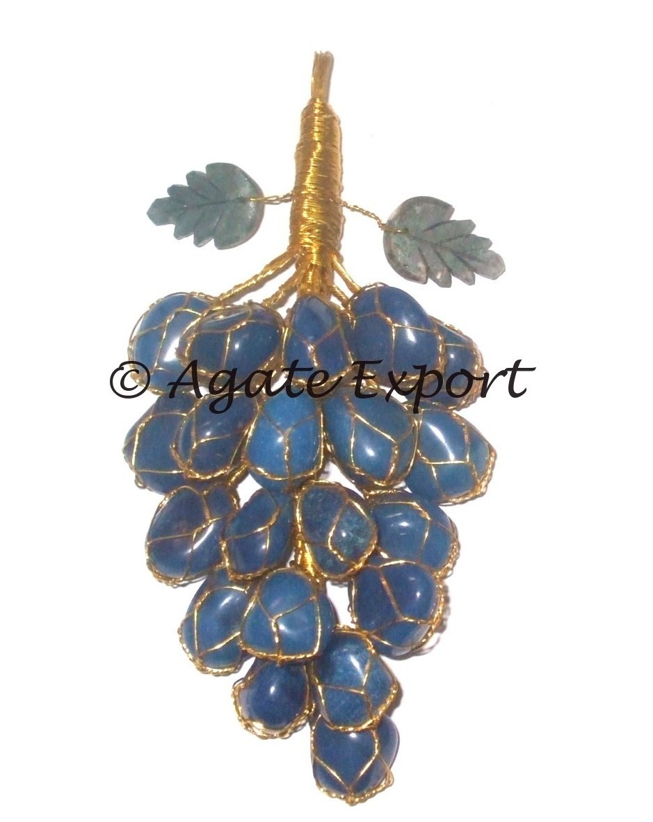 Moss Agate & Blue Onyx Grapes Decoration