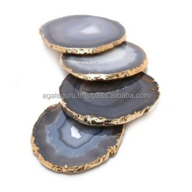 Grey Agate Stone Slices Natural gemstone Tea Coaster