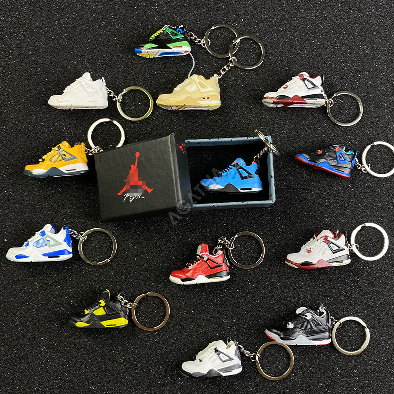 air mag kobe rubber pvc charm cute  key ring basketball aj1 Sb dunk plastic sneaker key chain with box mini shoe keychain