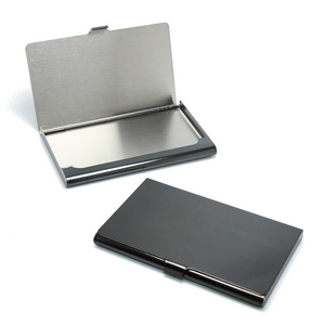 Cheap Advertising Specialty Business Gifts Metal Card Wallet Box Credit Bank Name Card Case Black Stainless Steel Card Holder