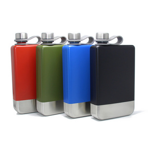 2023 New 9oz Stainless Steel Hip Flask PVC Belt Rope Whiskey Wine Bottle Alcohol Pocket Flagon Metal Hip Flask Belt Holder