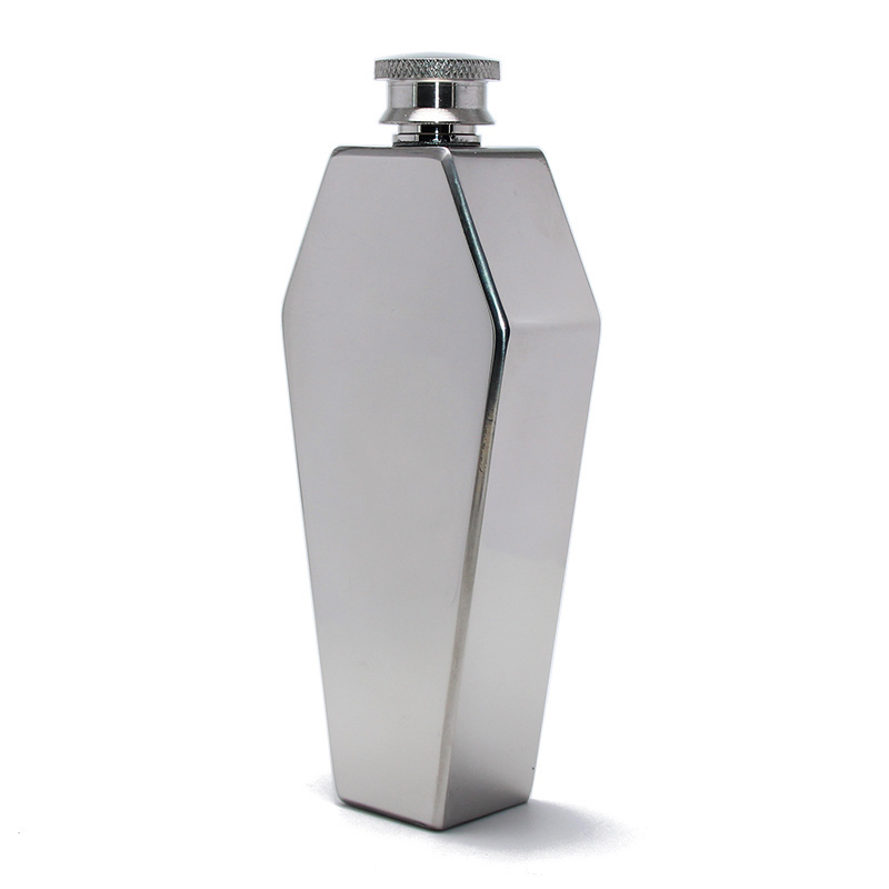 3.5oz Alcohol Flagon Silver Metal Hip Flask Cool Men Drink Gifts Christ Church Stainless Steel Novelty Coffin Shape Liquor Flask