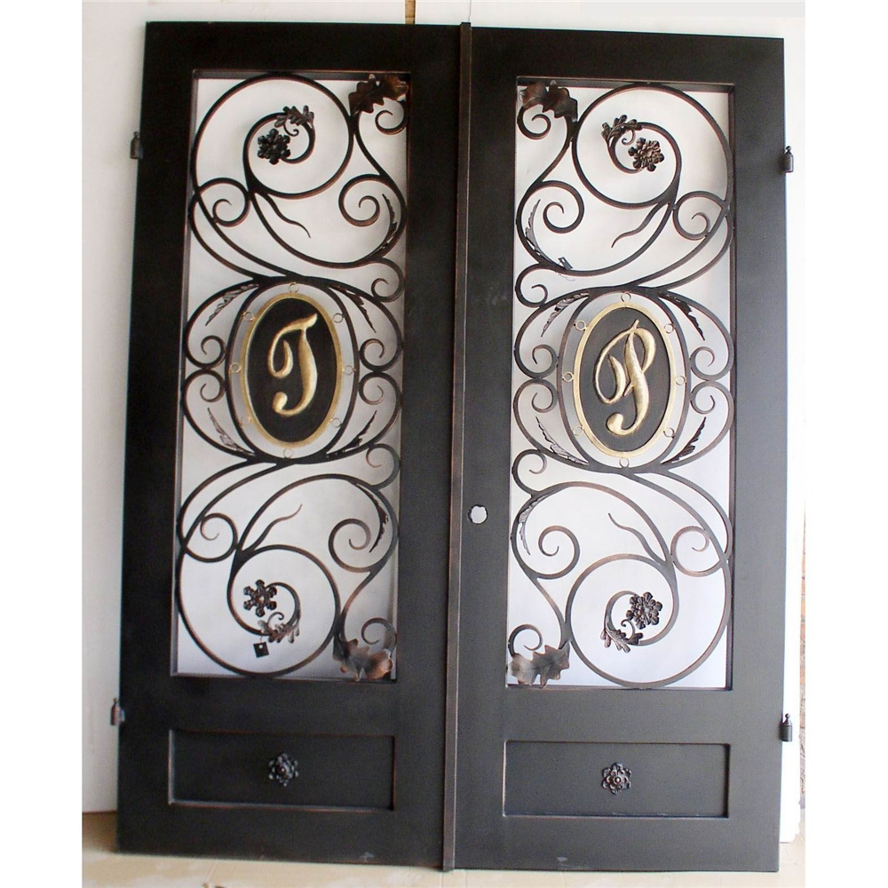 old simple iron steel exterior door iron gate front door