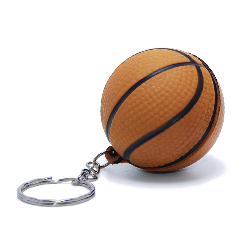 EDC 40mm Soft PU Foam Elastic Football Basketball Rugby Tennis Volleyball Baseball Key Chain Ring Toy Mini Soccer Ball Keychain