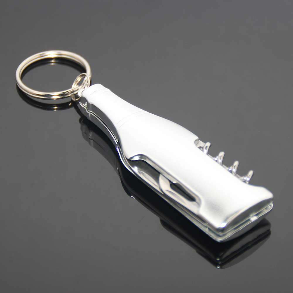 Keychain Beer Bottle Shape Keyring Holder Multifunction Outdoor Mini Knife Opener Combination Tools Travel Metal Multi Opener