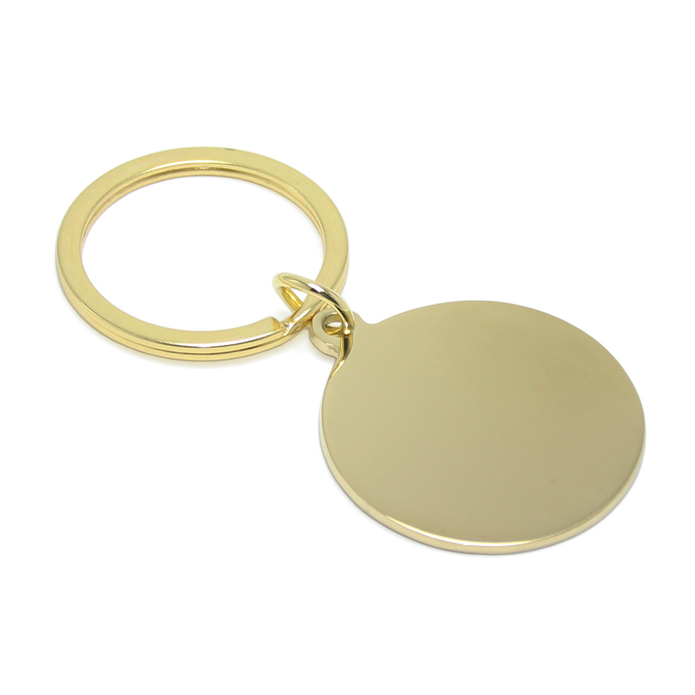 Gold Black Silver Stainless Steel Metal Keychain Round Blank Medal Dog Tag Key Ring Promotional Gifts Blank Keyrings Wholesale