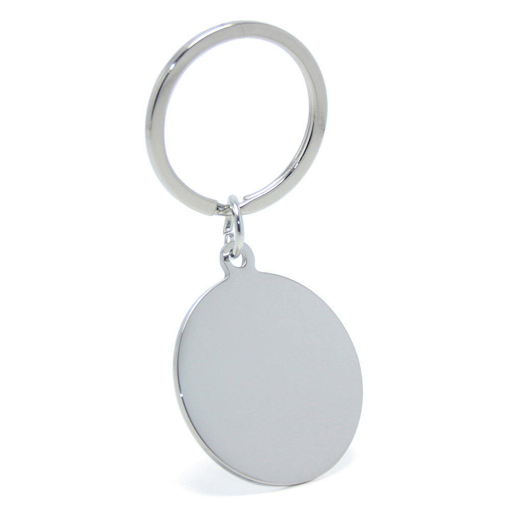 Gold Black Silver Stainless Steel Metal Keychain Round Blank Medal Dog Tag Key Ring Promotional Gifts Blank Keyrings Wholesale