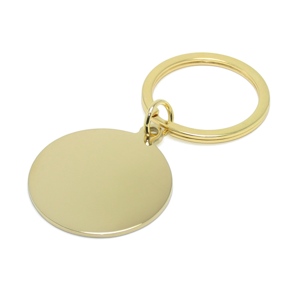 Gold Black Silver Stainless Steel Metal Keychain Round Blank Medal Dog Tag Key Ring Promotional Gifts Blank Keyrings Wholesale