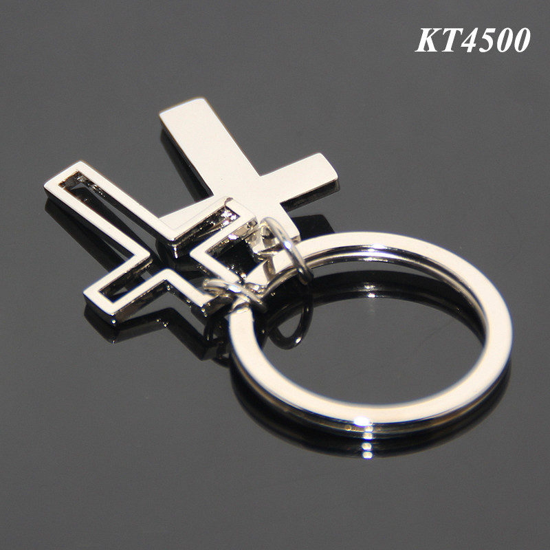 Hollow Out Couple Cross Shaped Christmas Day Gifts Jesus Christianity Souvenirs Silver Color Metal Cross Keychain