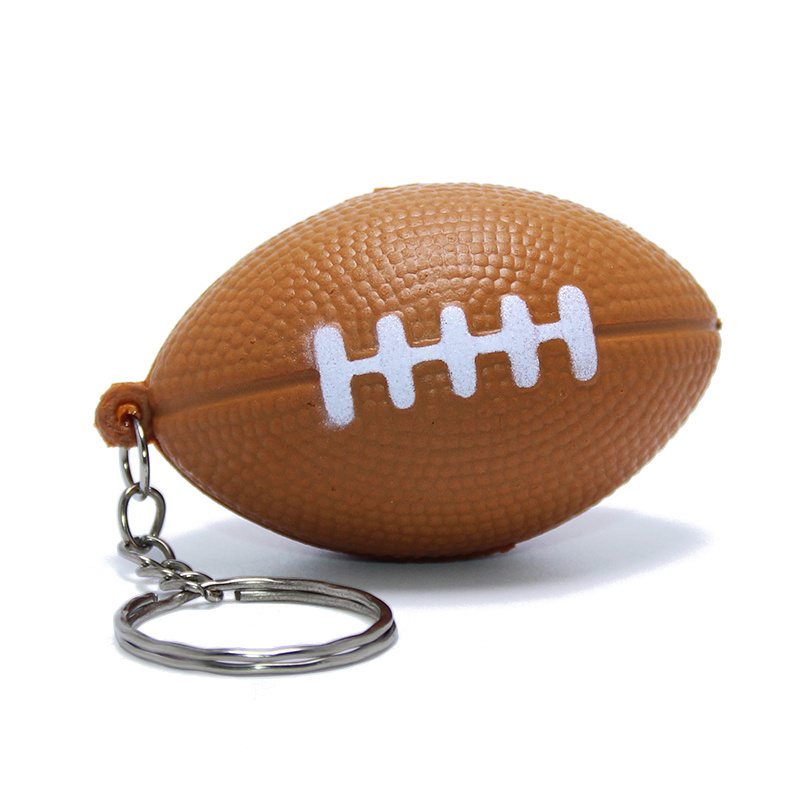 EDC 40mm Soft PU Foam Elastic Football Basketball Rugby Tennis Volleyball Baseball Key Chain Ring Toy Mini Soccer Ball Keychain