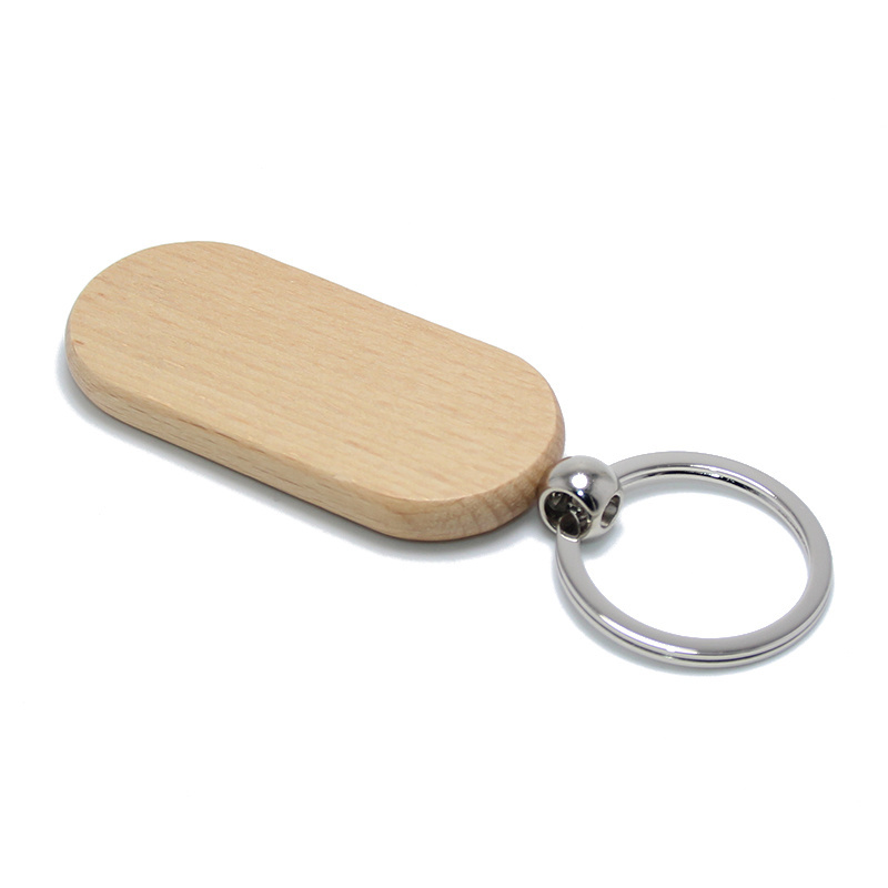 Oval Shaped Wooden Key Chain Ring Holder DIY Customized Wholesale Wood Keychain Key Tag Gifts Promotional Blank Wooden Keychain