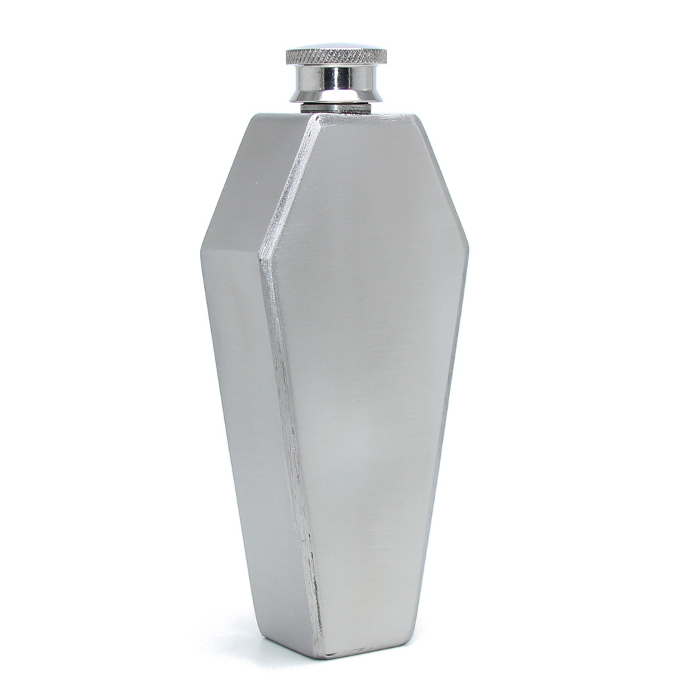 Coffin Religion Christian Stainless Steel Portable 100ML Flagon Kettle Oilcan 3.5oz Metal Travel Wine Pot Mini Custom Hip Flask