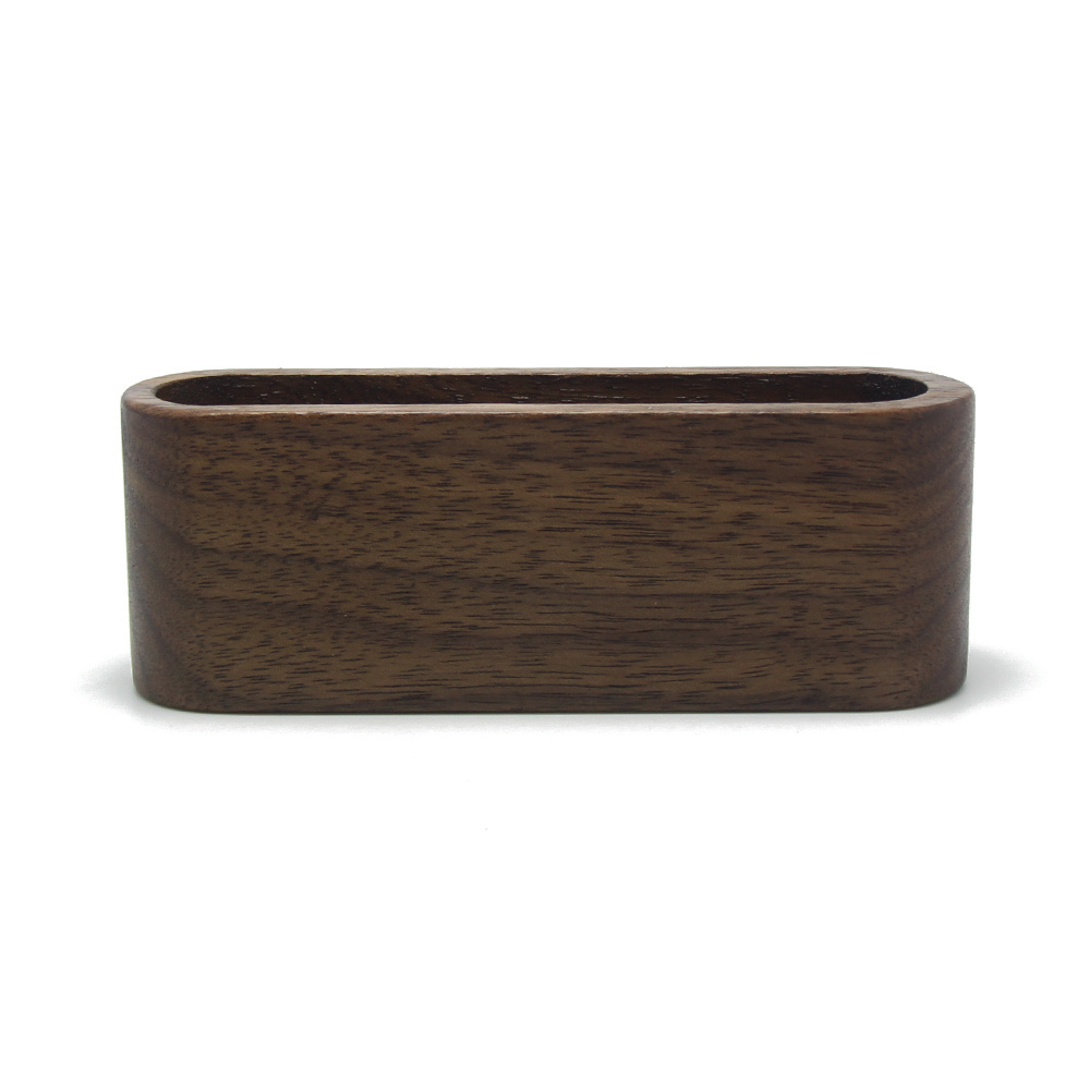 Desk Stand Paperweight Business Gifts Walnut Wood Card Case Oval Beech Wood Card Box Storage Nature Wooden Card Holder Stand