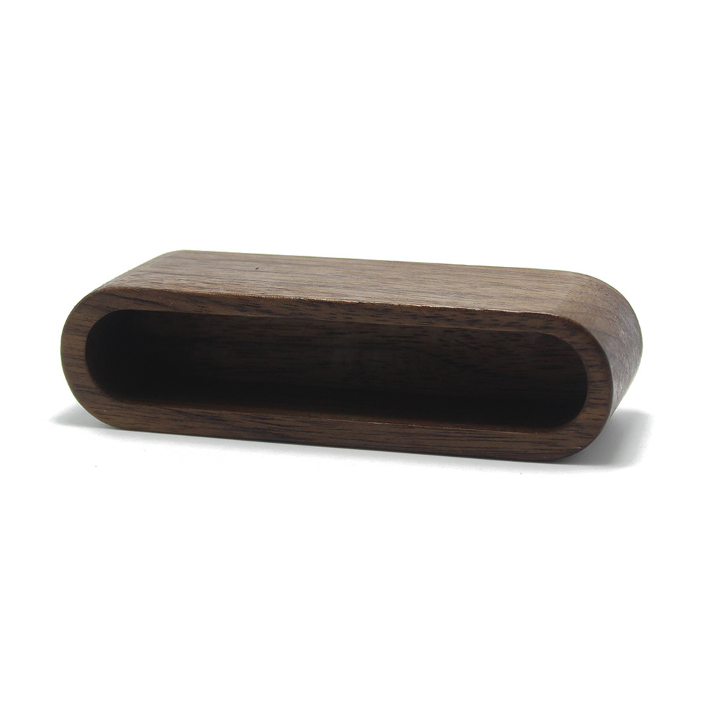 Desk Stand Paperweight Business Gifts Walnut Wood Card Case Oval Beech Wood Card Box Storage Nature Wooden Card Holder Stand