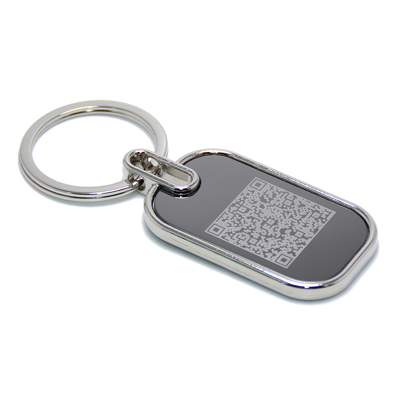 Two Dimensional Bar Code Key Chain Ring Holder Laser Stainless Steel Metal Keyring Promotional OEM Customized QR Code Keychain