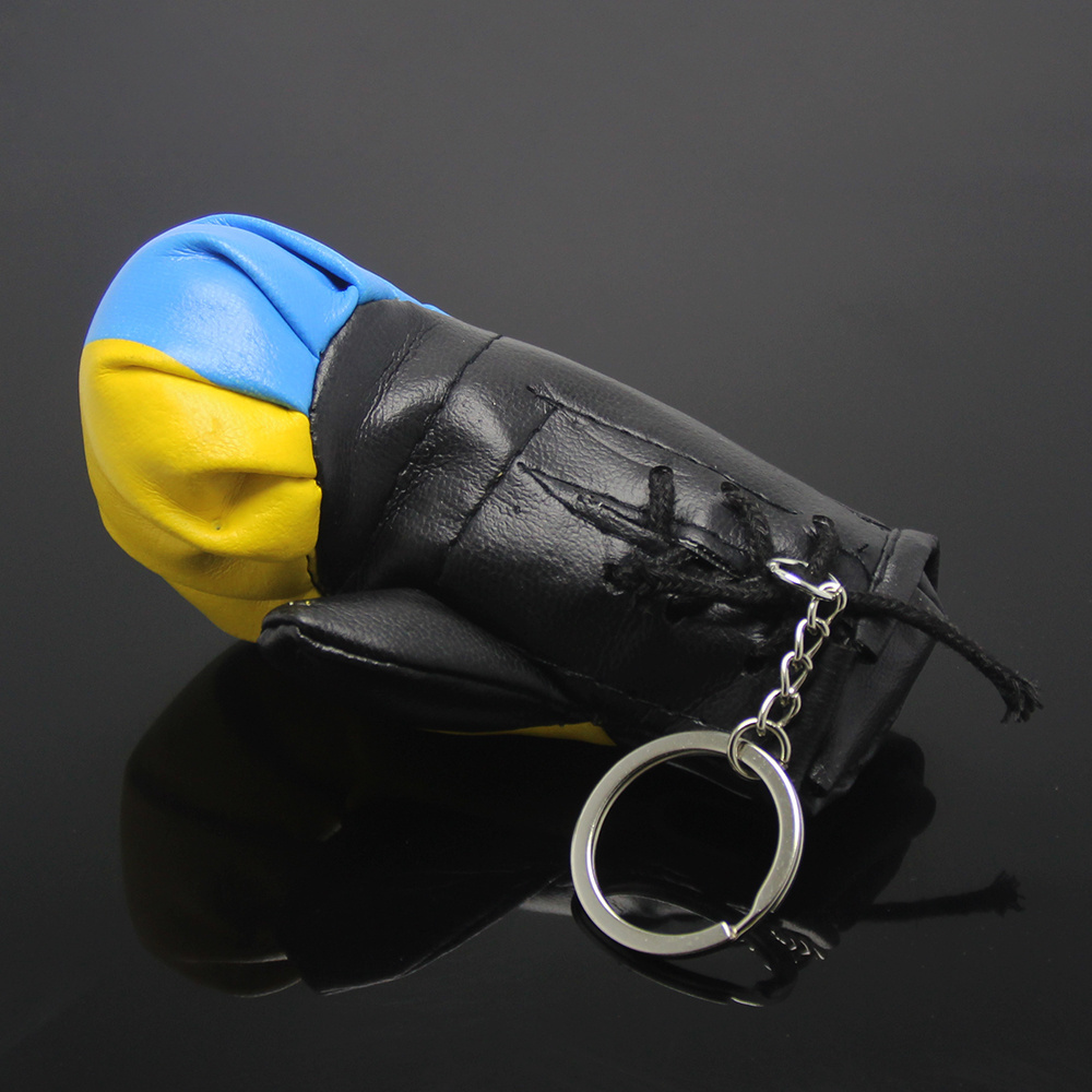 Custom Ukraine Souvenir Peace Gifts Boxing Keychain Key Fob Flag Key Ring PU Mitten Key Holder Leather Keyring Ukraine Key Chain