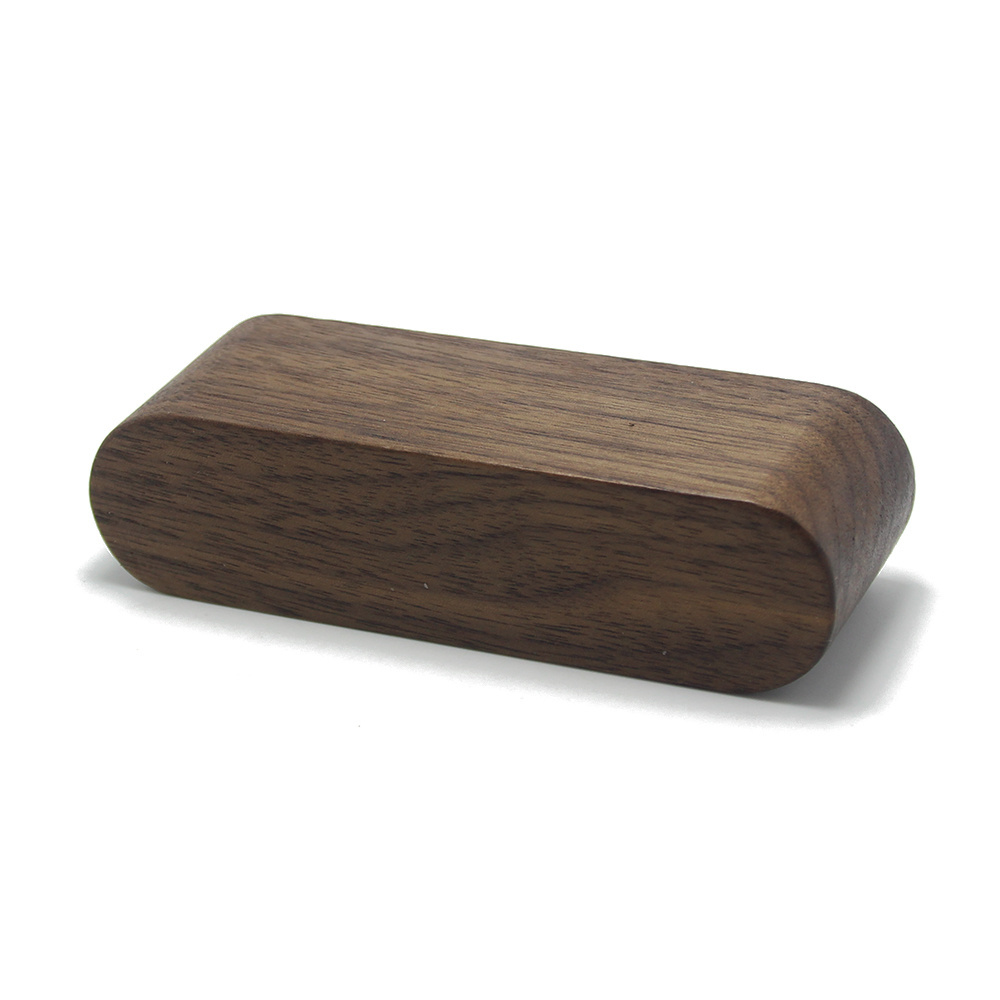 Desk Stand Paperweight Business Gifts Walnut Wood Card Case Oval Beech Wood Card Box Storage Nature Wooden Card Holder Stand