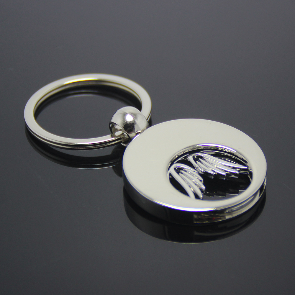 OEM Europe Supermarket Shopping Cart Token Coin Key Chain Holder Angel Coin Germany Keyring Custom Metal Trolley Token Key Ring