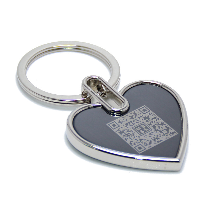 Two Dimensional Bar Code Key Chain Ring Holder Laser Stainless Steel Metal Keyring Promotional OEM Customized QR Code Keychain