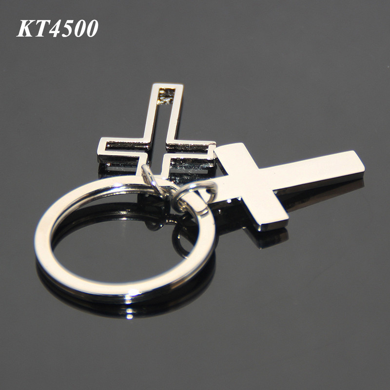 Hollow Out Couple Cross Shaped Christmas Day Gifts Jesus Christianity Souvenirs Silver Color Metal Cross Keychain