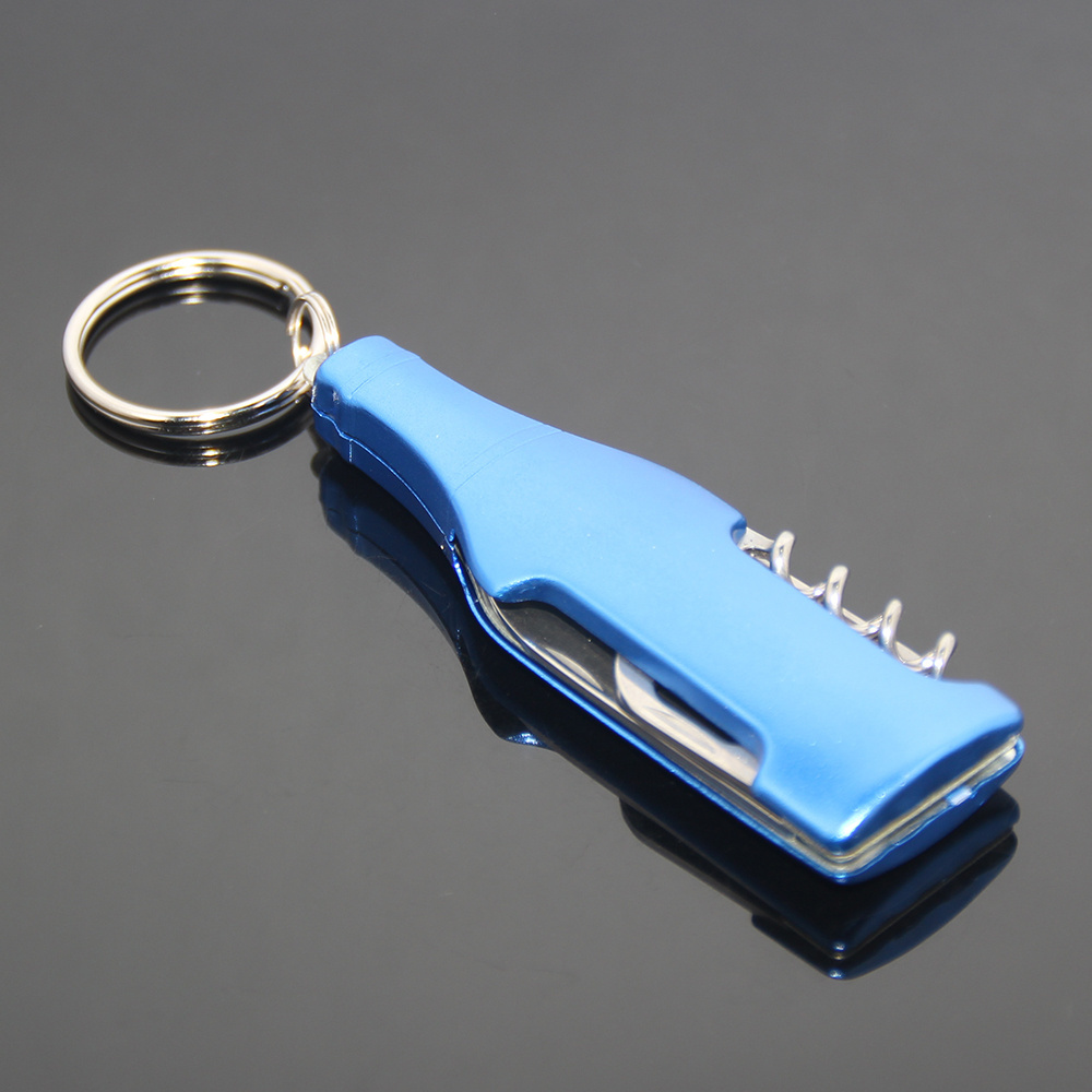 Keychain Beer Bottle Shape Keyring Holder Multifunction Outdoor Mini Knife Opener Combination Tools Travel Metal Multi Opener