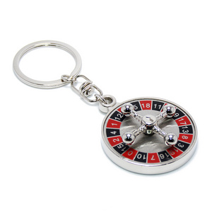 Russian Roulette Key Holder Fashion Creative Spinning Casino Props Keyring Key Chain Metal Gambling Russian Roulette Keychain