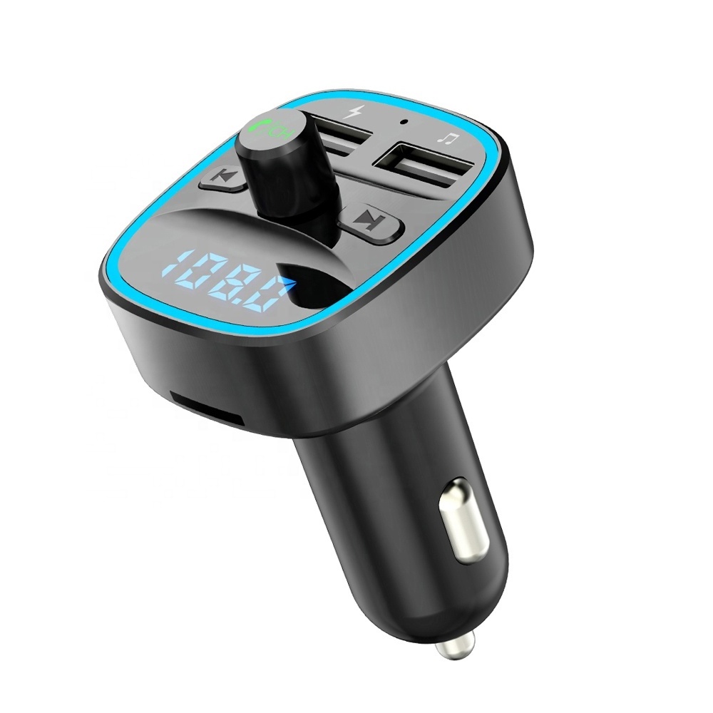 AGETUNR T25 Bluetooth5.0 Stereo Music Tuner Modulator Car Kit FM Transmitter MP3 Player with Smart 2.4A Dual USB Connector