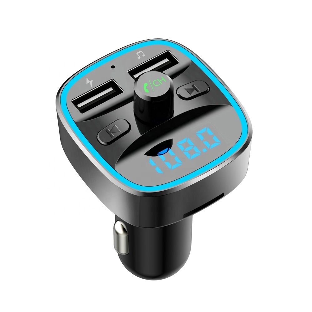 AGETUNR T25 car modulator bluetooth fm transmitter BT 5.0 dual USB charge built-in mic mp3 player LED digital display auto kit