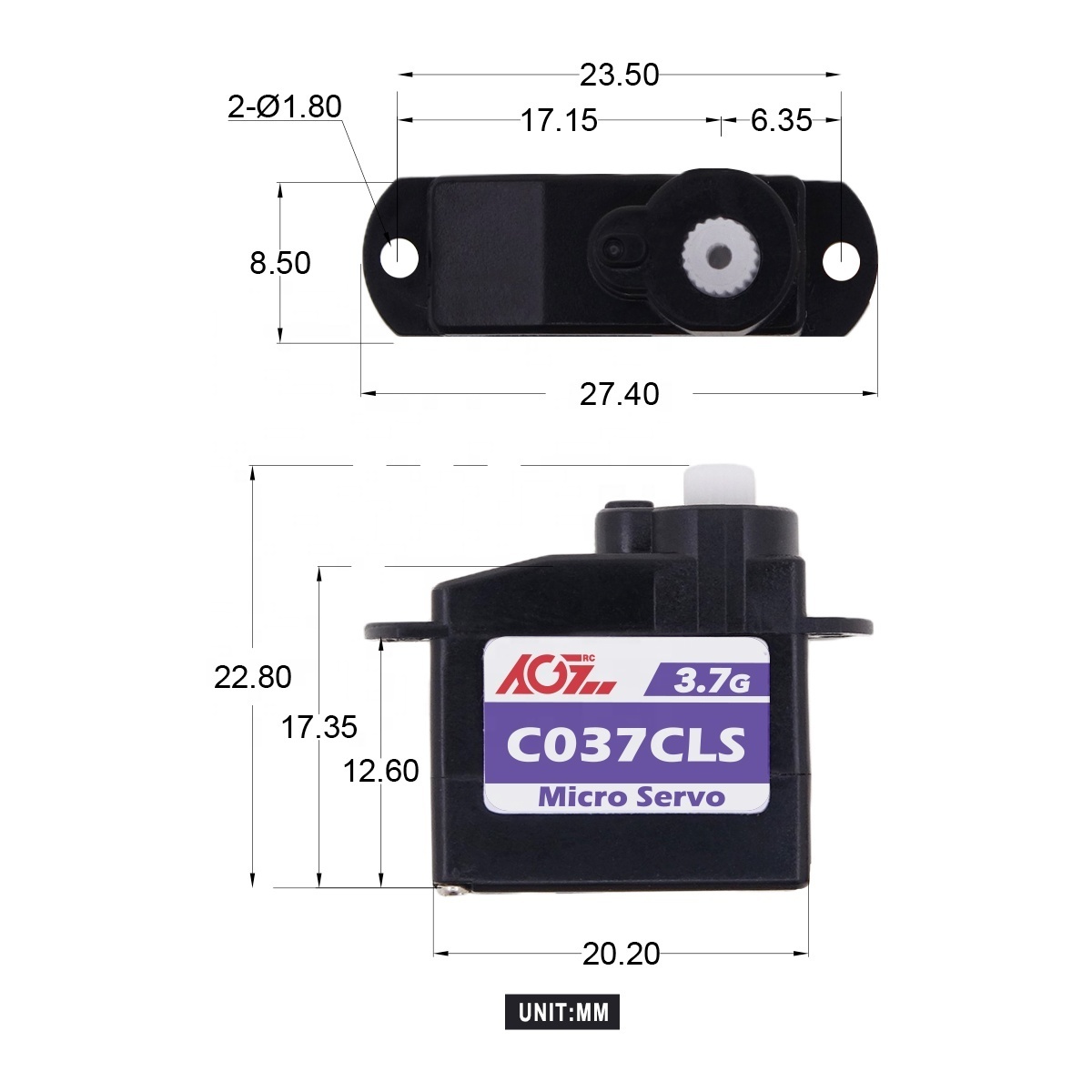 AGFRC C037CLS Digital Coreless Motor Micro Super fast respond 0.06sec 0.55KG Torque 6V Plastic Gear Servo For Small Size RC Cars