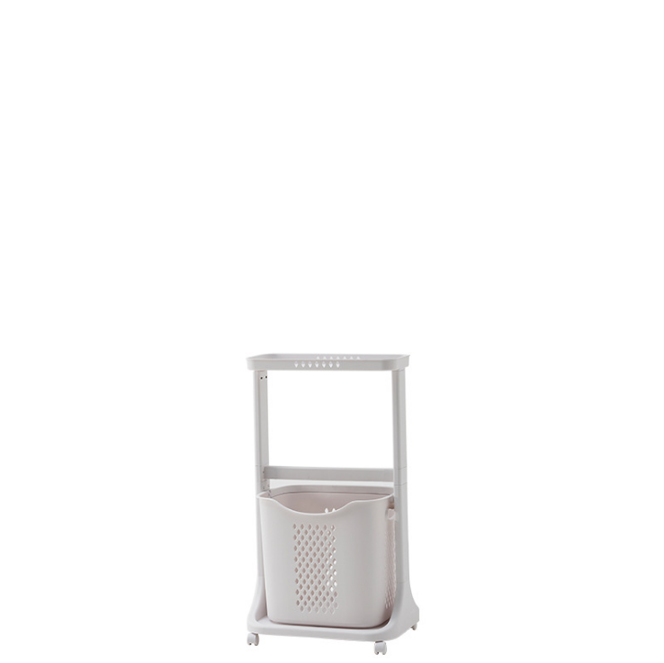 Rolling Laundry Cart with Hanging Bar,  2 Removable Baskets for Organizing Clothes, Laundry