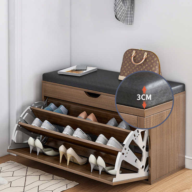 Shoe Storage Benches with Cushion Seating, Entryway Large Capacity Dust-proof Shoes Organizer