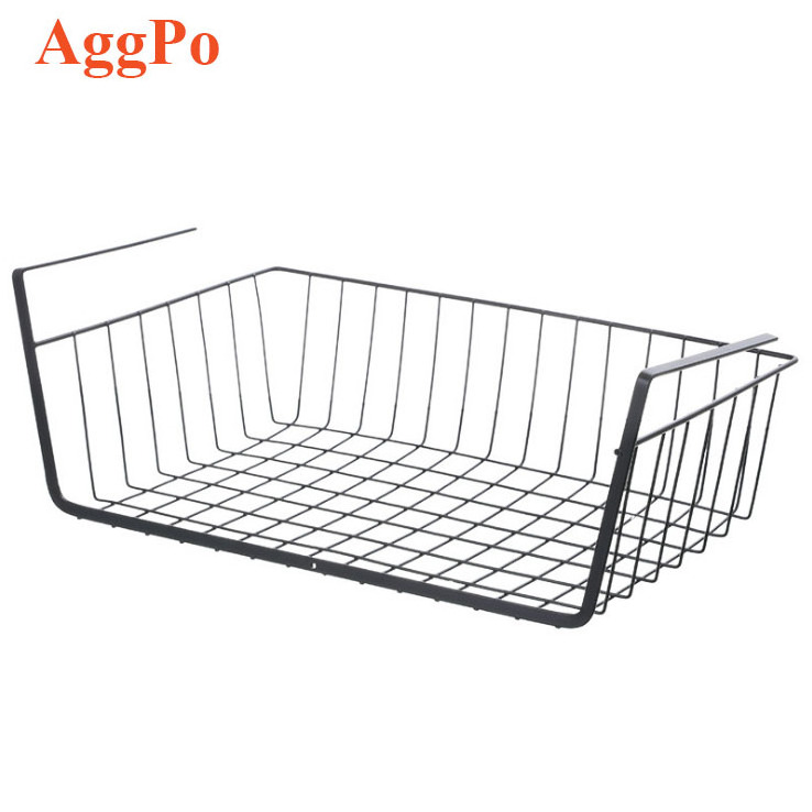 Under Shelf Basket Wire Storage Organizer with Hooks for Kitchen Pantry Cabinet Closet Office, Hanging Undershelf Basket