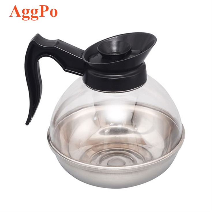 Coffee Decanter Pot with Stainless Steel Base Drinking Water Pot Coffee Carafe with Plastic Handle for Home and Store Use