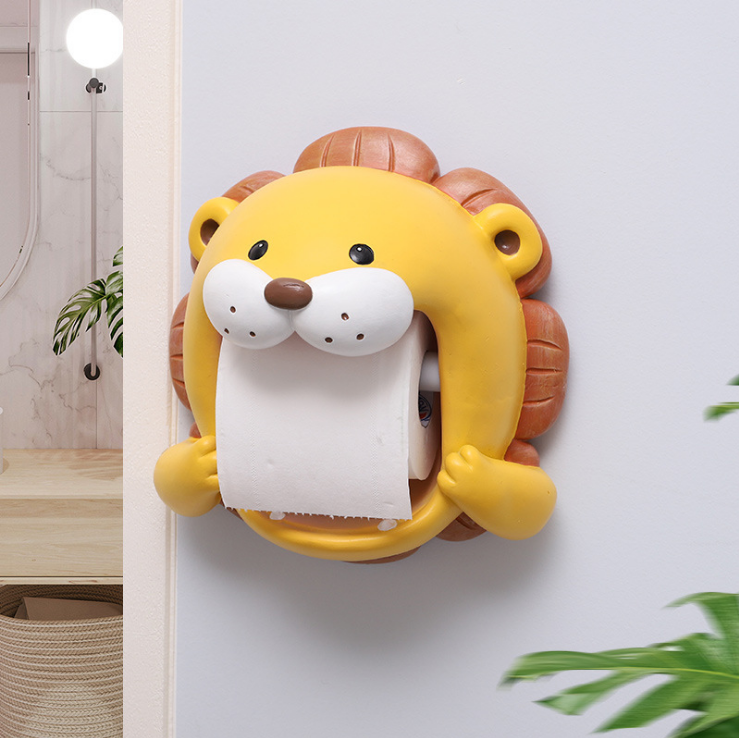 Animal Shape Roll of Toilet Holding, Wall Mounted Tissue Rack Toilet Paper Holder with Back Adhesive