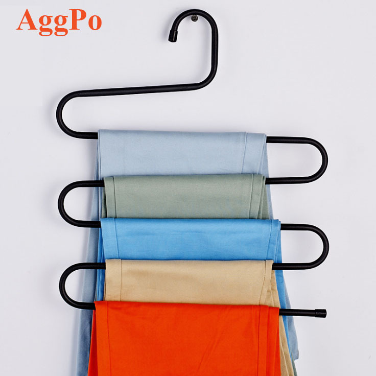 S-Shape Trousers Hangers Stainless Steel Clothes Hangers Space Saving Pants Hanger Closet Storage