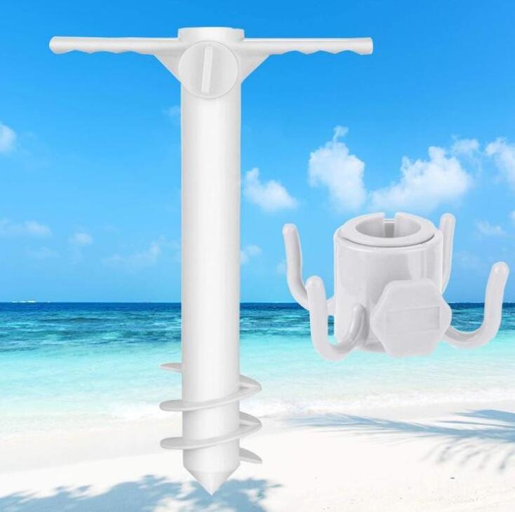 Heavy Duty Beach Umbrella Sand Anchor, Umbrella Holder Stand, Beach Umbrella Set with a 4-prongs Beach Umbrella Hanging Hook