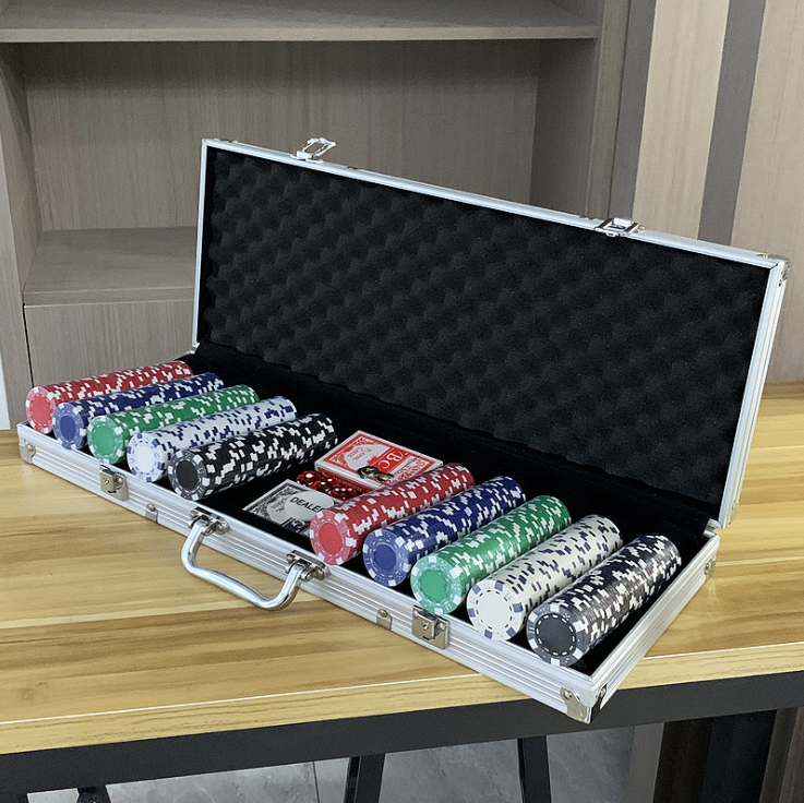 500 Striped Dice Chips Gram Texas Hold 'em Clay Poker Chips 11.5 Gram in Aluminum Case