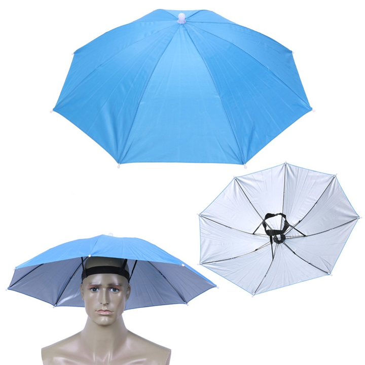 Anti Sun Rain Fishing Umbrella Hat,Adjustable Outdoor Garden Camp Party Headwear,Colorful Foldable Sunscreen Shade Head Umbrella